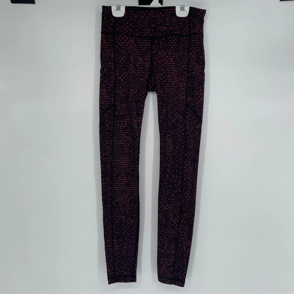 Lululemon Speed Up‎ Tight Purple Pink Pixel Pattern Running Leggings Womens 4